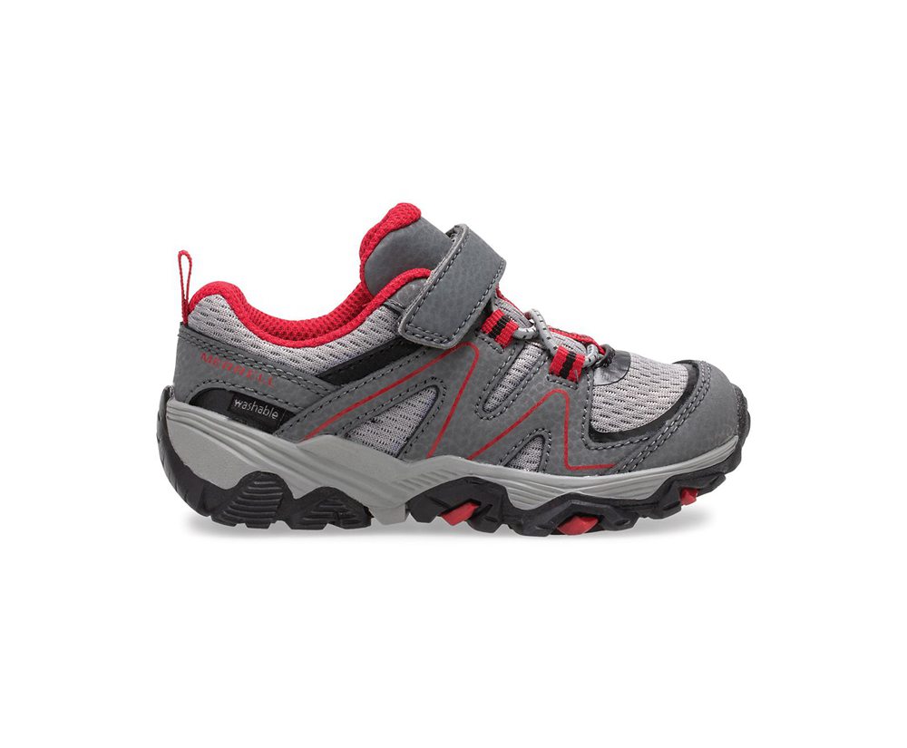 Buty Trekkingowe Merrell Dziecięce Szare/Czerwone/Czarne - Trail Quest Jr. - 689102-OYG